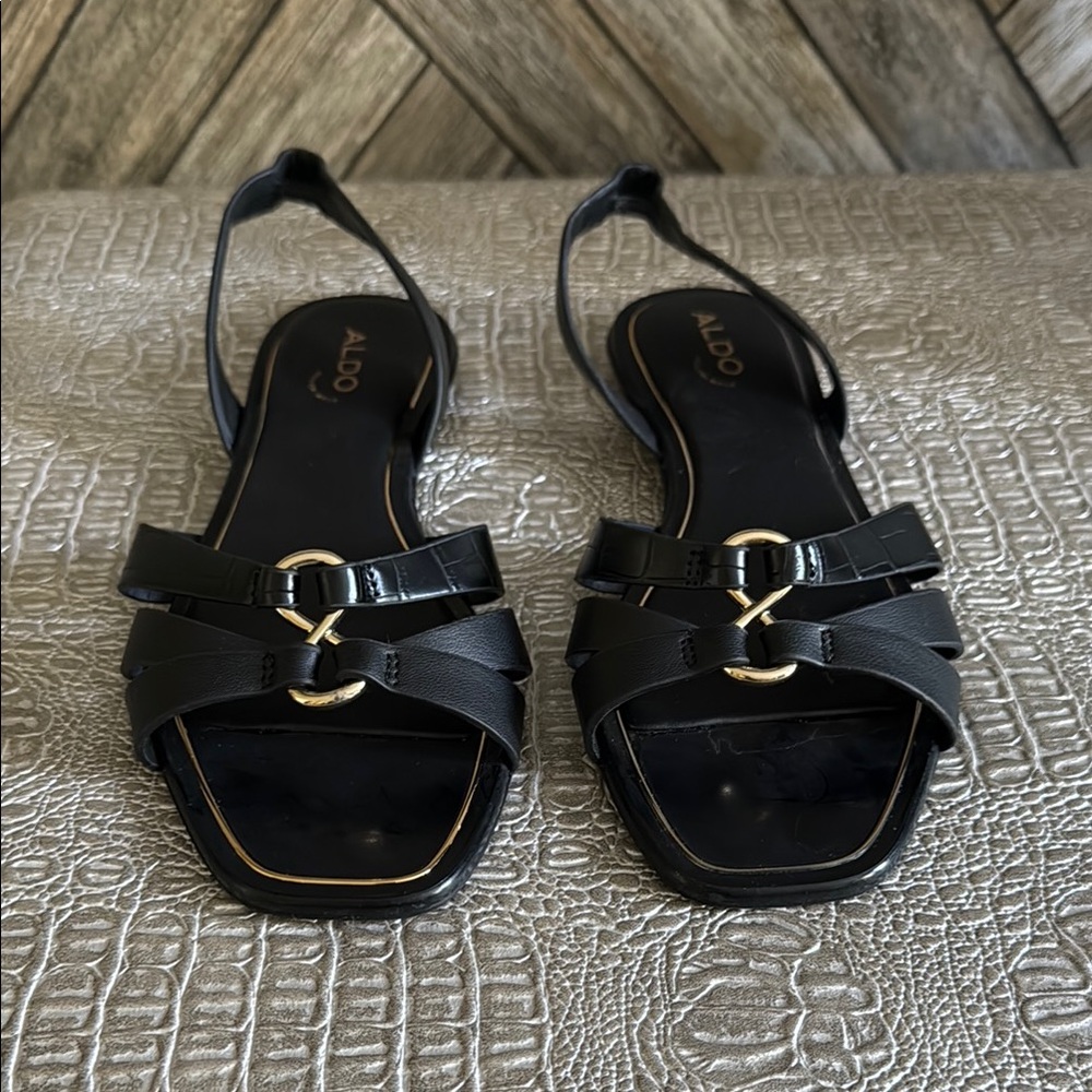 Aldo Black Sandals with Bow Detail